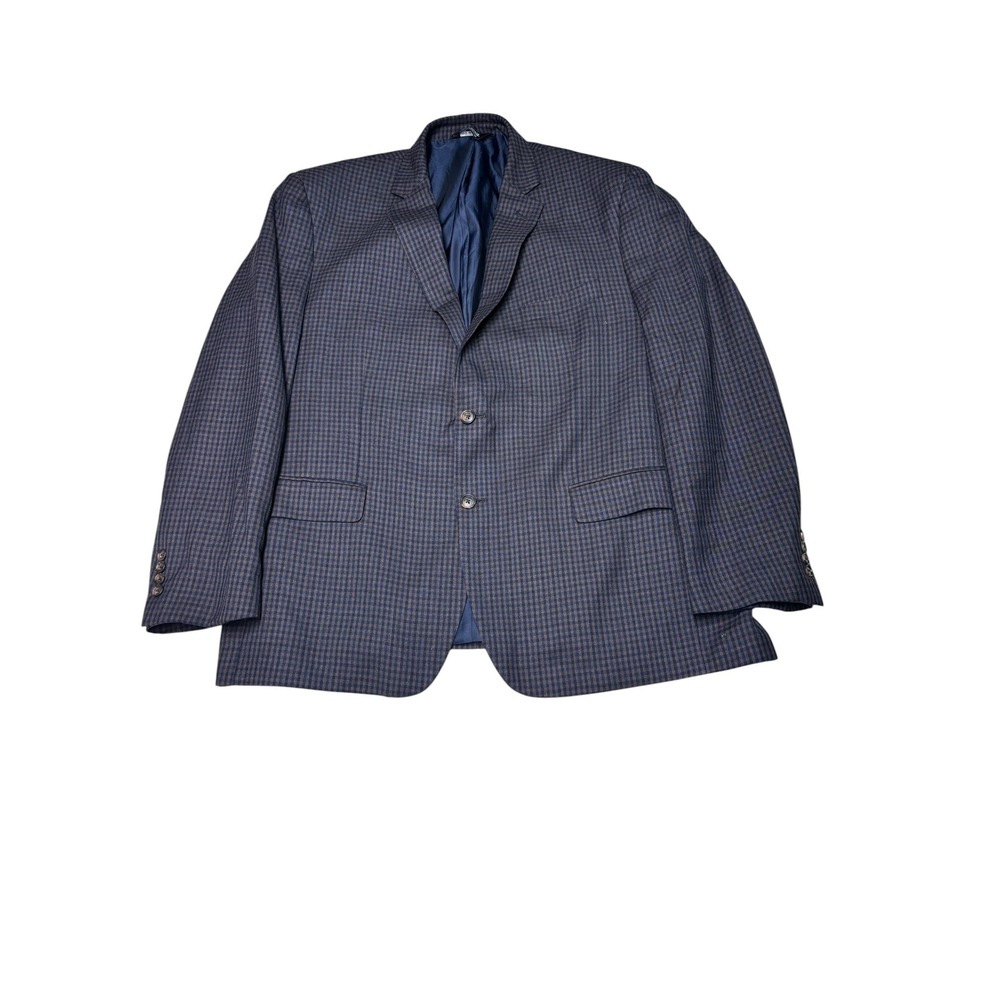 Jos. A. Bank Executive Blazer Mens 48R Blue Brown Micro Check Wool Blend Sport